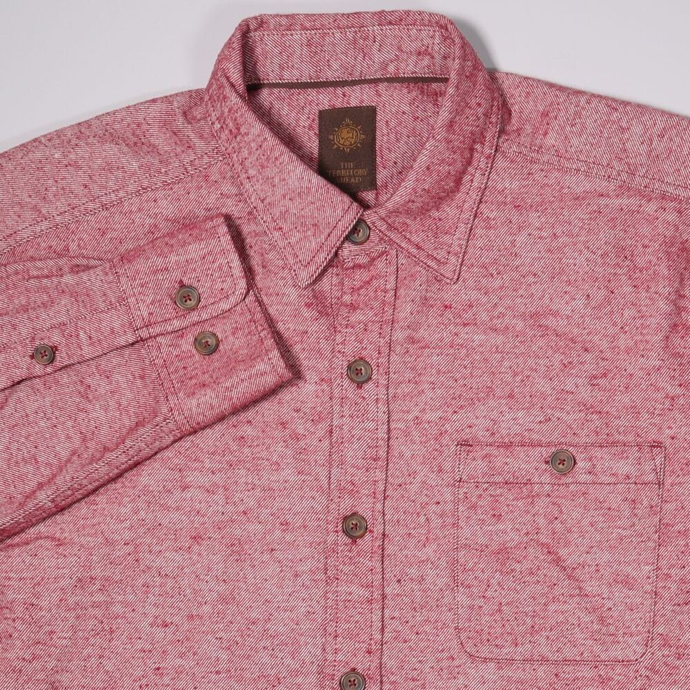 Territory Ahead Red Flannel Long Sleeve Shirt Cotton Linen Blend Mens XL